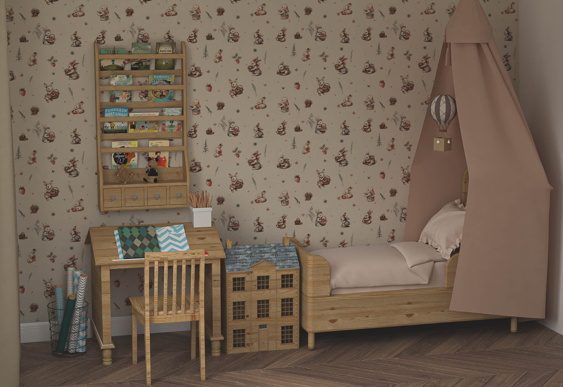 wiz_kroliczki na_truskawkach_vintage_roommmmm kopia