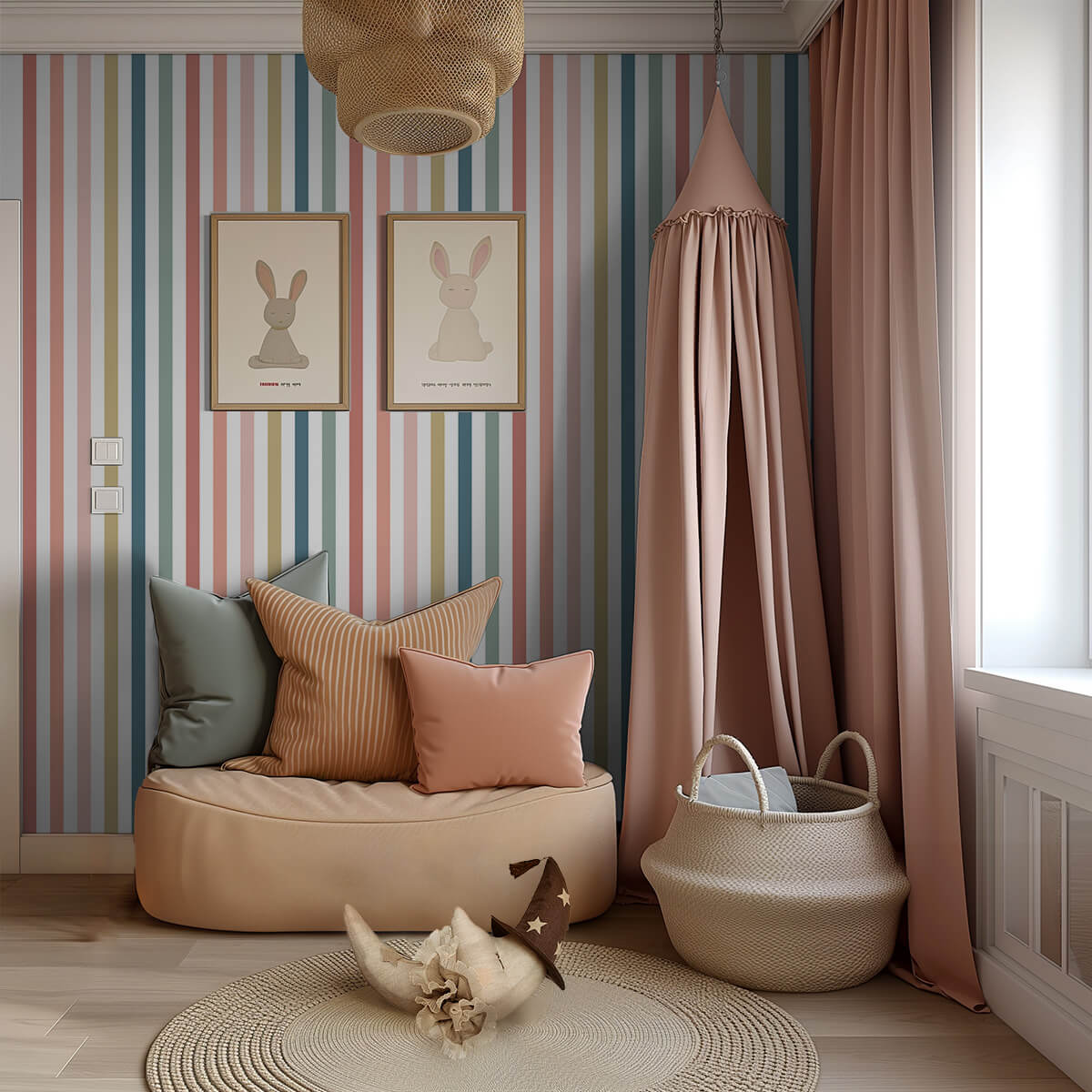 teczowe_pasy_minimalist-style_photo_of_a_childrens_room_podglad